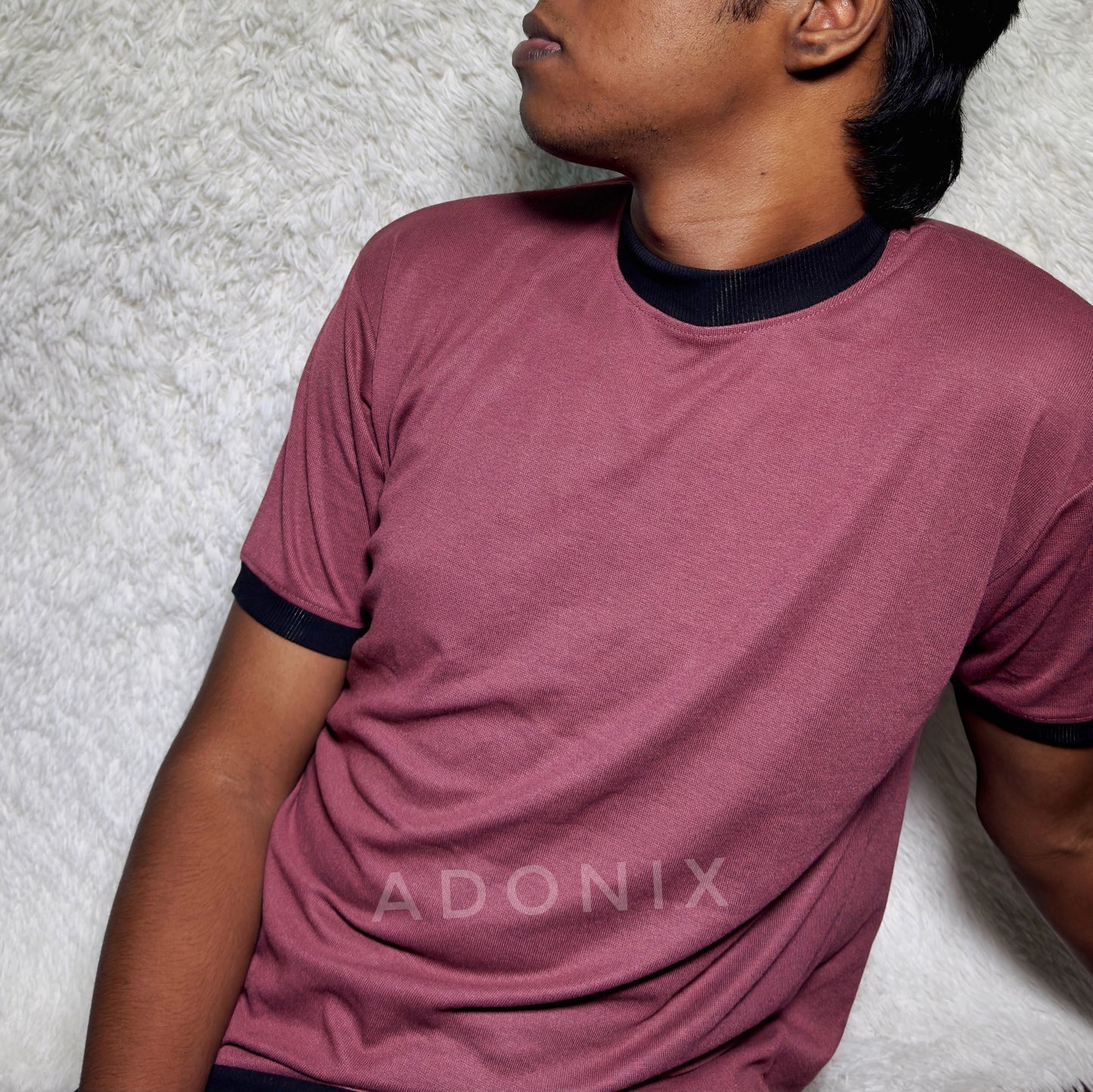 Mock Neck Summer T Shirt - Maroon